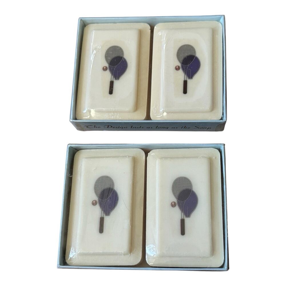 Vintage Katherine Gray Tennis Racket Soap Dish Set French Milled‎ Soap NOS Gift